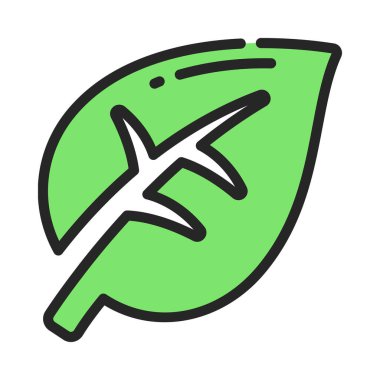 Beyaz arkaplanda yaprak simgesi, vektör illüstrasyonu 