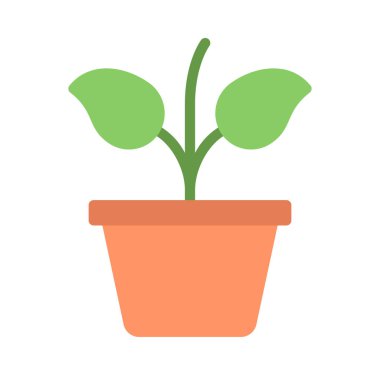 çömlek simgesinde büyüyen bitki, vektör illüstrasyonu