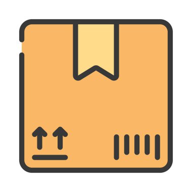 Parsel sembolü düz simge, vektör illüstrasyonu                        