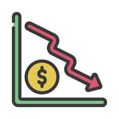 Finansal Çökme Simgesi, vektör illüstrasyonu  