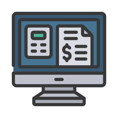 Bilgisayar Bütçe simgesi, vektör illüstrasyonu 