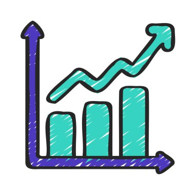 İş büyümesi çizelgesi ana hatları vektörü. İş büyümesi. veri analizi