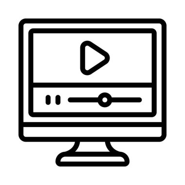 Bilgisayar simgesi, vektör illüstrasyonu üzerine video  