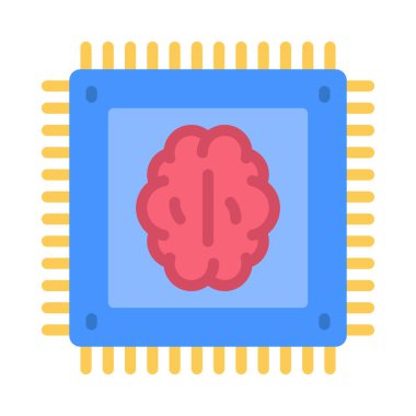 Yapay Zeka. Beyin sembolü tasarımı, vektör illüstrasyonu 