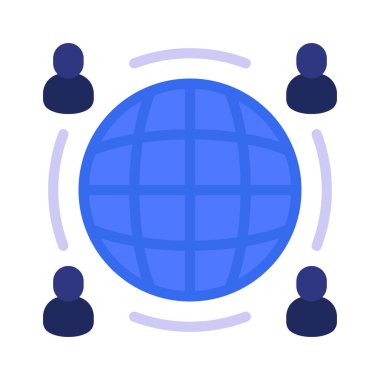 Global Ağ web simgesi düz tasarım, vektör illüstrasyonu              