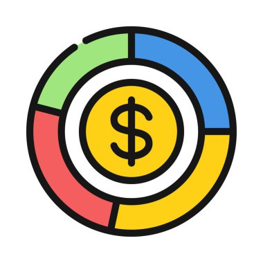 Money Pie Chart beyaz arka planda izole edildi. Mali ve iş konsepti.