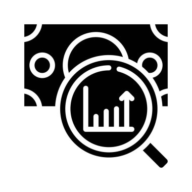 finansal veri araştırma düz simgesi, vektör illüstrasyonu