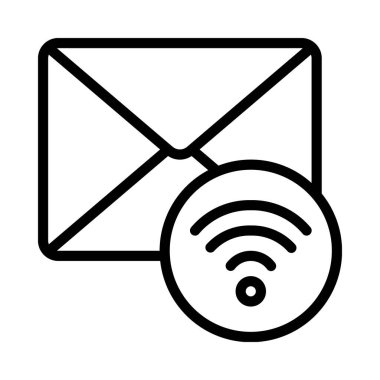 Wifi E- posta simgesi, vektör illüstrasyonu