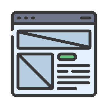 Düzen web simgesi düz tasarım, vektör illüstrasyonu