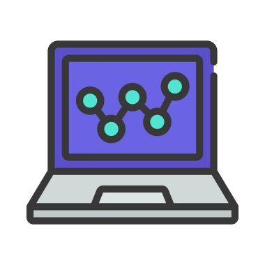 Dizüstü bilgisayar Çizgisi Grafik simgesi, vektör illüstrasyonu 