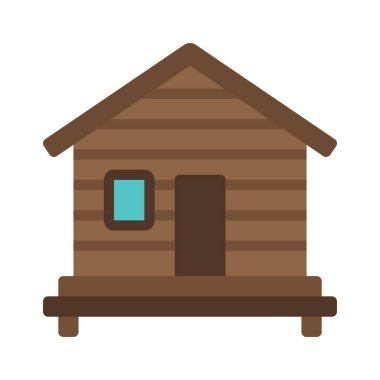 Plaj Kulübesi simgesi, vektör illüstrasyonu 