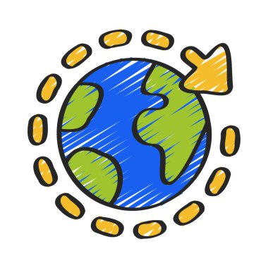 Dünya etrafında Seyahat ikon vektör illüstrasyon tasarımı