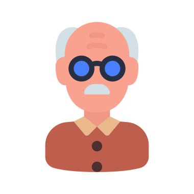 Yaşlı Adam Avatar web simgesi düz tasarım, vektör illüstrasyonu