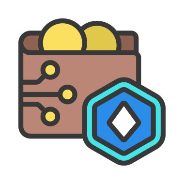 Şifreli cüzdan, dijital cüzdan vektör çizimi tasarımı 