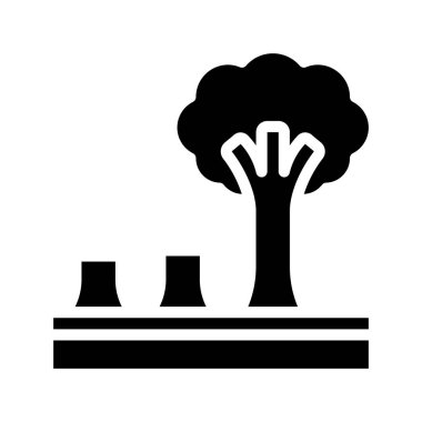 Ormanların yok edilmesi simgesi, vektör illüstrasyonu basit tasarım