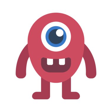 Beyaz arkaplanda tek gözlü canavarın vektör çizimi  