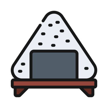 Japon Onigiri Gıda simgesi, vektör illüstrasyonu basit tasarım