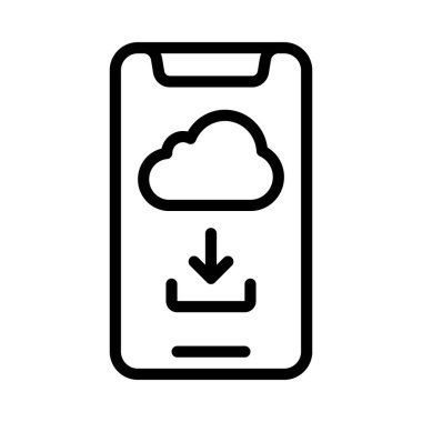 Bulut İndirme Mobil Simgesi, Vektör Resimleri