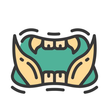 Canavar Ağzı düz simgesi, vektör illüstrasyonu 