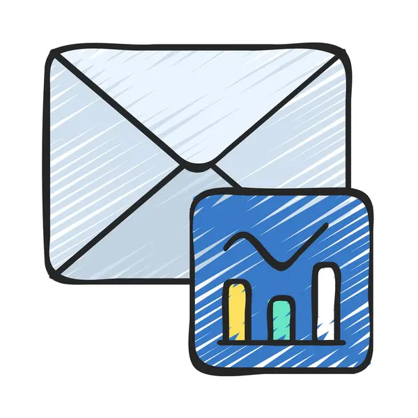 Email Analytics Isolated Icon White Background — Stock Vector