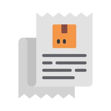 Paket Fatura Faturası Kabartma düz simgesi, vektör illüstrasyonu                        