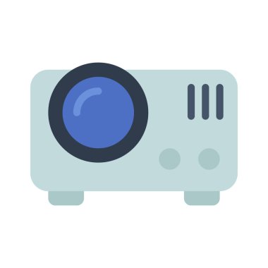 Projektör düz simgesi, vektör illüstrasyonu 