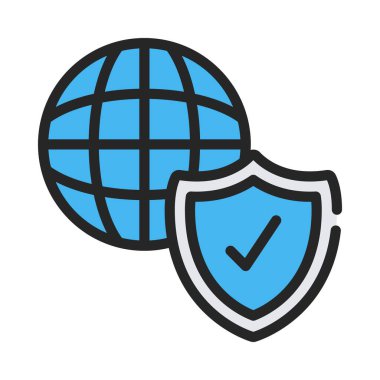 İnternet Güvenlik Kalkanı basit simgesi, vektör illüstrasyonu