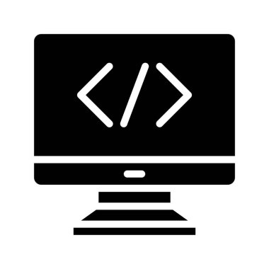 Bilgisayar Kodu simgesi, vektör illüstrasyonu 