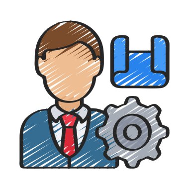 Erkek Proje Yöneticisi ikon vektör illüstrasyon tasarımı