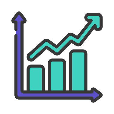 İş büyümesi çizelgesi ana hatları vektörü. İş büyümesi. veri analizi
