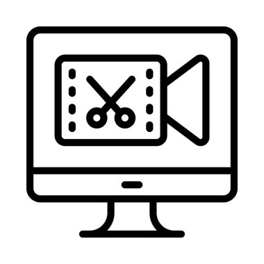 Çevrimiçi Video Düzenleme ikon vektör illüstrasyon tasarımı