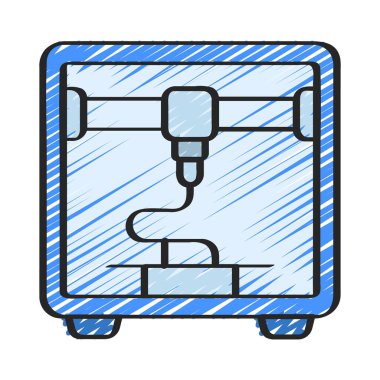 Üç Boyutlu Yazdırma simgesi, vektör illüstrasyonu