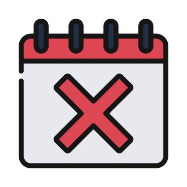 Reddedilmiş takvim tarihi simgesi, vektör illüstrasyonu 