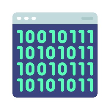 İkili Kod Web Sitesi simgesi, vektör illüstrasyonu