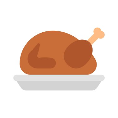 Noel Yemeği Tabağı düz simgesi, vektör illüstrasyonu 