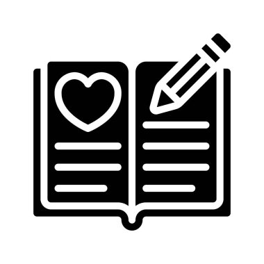 Düğün kitabı simgesi, vektör illüstrasyonunu imzala