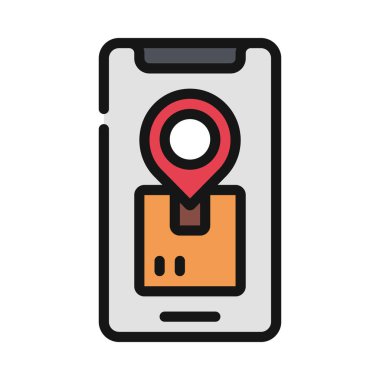 Mobil Paket İzleme Kalıbı düz simge, vektör çizimi                        