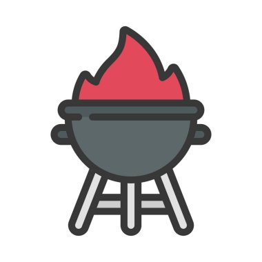 Barbekü vektörü ince çizgi simgesi