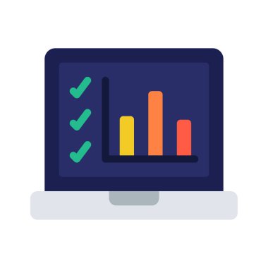 Laptop Çizelge Listesi simgesi, vektör illüstrasyonu 