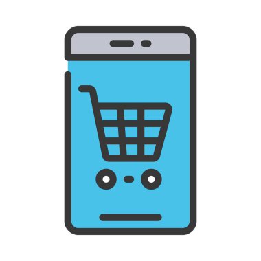 Mobil Alışveriş Ağı simgesi vektör çizimi