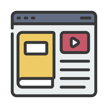 Çevrimiçi eğitim web simgesi, vektör illüstrasyonu                 