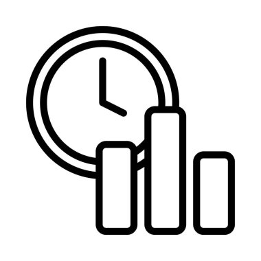 Saat simgesi ve vektör illüstrasyonlu işletme çubuğu şeması