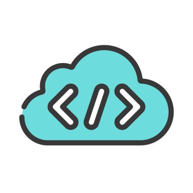 Bulut Kodu Simgesi, Vektör İllüstrasyonu