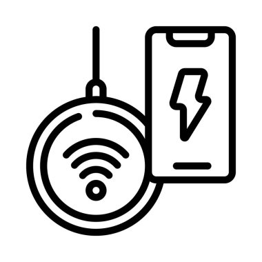 Kablosuz Şarj Simgesi Vektör Çizimi Tasarımı
