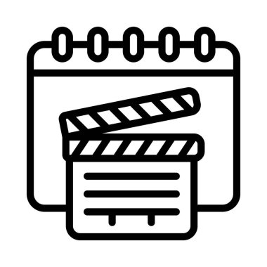 Film izleme günü düz simgesi, vektör illüstrasyonu 