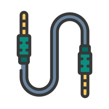 Aux Kablo düz simgesi, vektör illüstrasyonu 