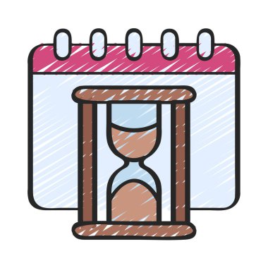 Saat takvimi tarih simgesi, vektör illüstrasyonu 