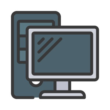 PC bilgisayar simgesi, vektör illüstrasyonu 