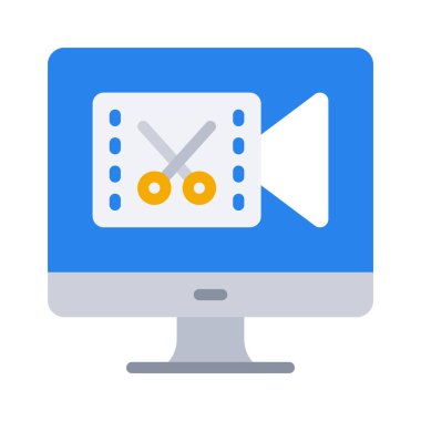 Çevrimiçi Video Düzenleme ikon vektör illüstrasyon tasarımı