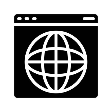 Globe Izgara simgesi, vektör illüstrasyonu basit tasarım